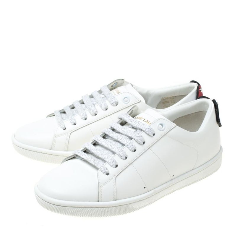Saint Laurent Paris White Leather Classic Lips Low Top Sneakers Size 35 ...