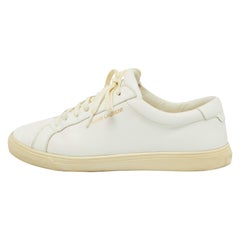 Saint Laurent Paris White Leather Court Classic Low Top Sneakers Size 38.5