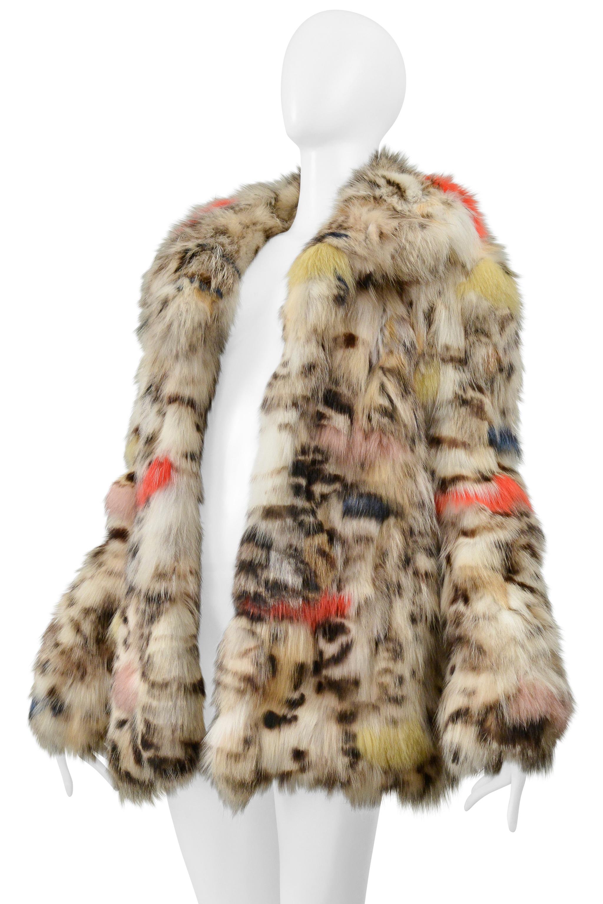 Saint Laurent Paris Abrigo gordito de piel de zorro blanco y multicolor 2017 2