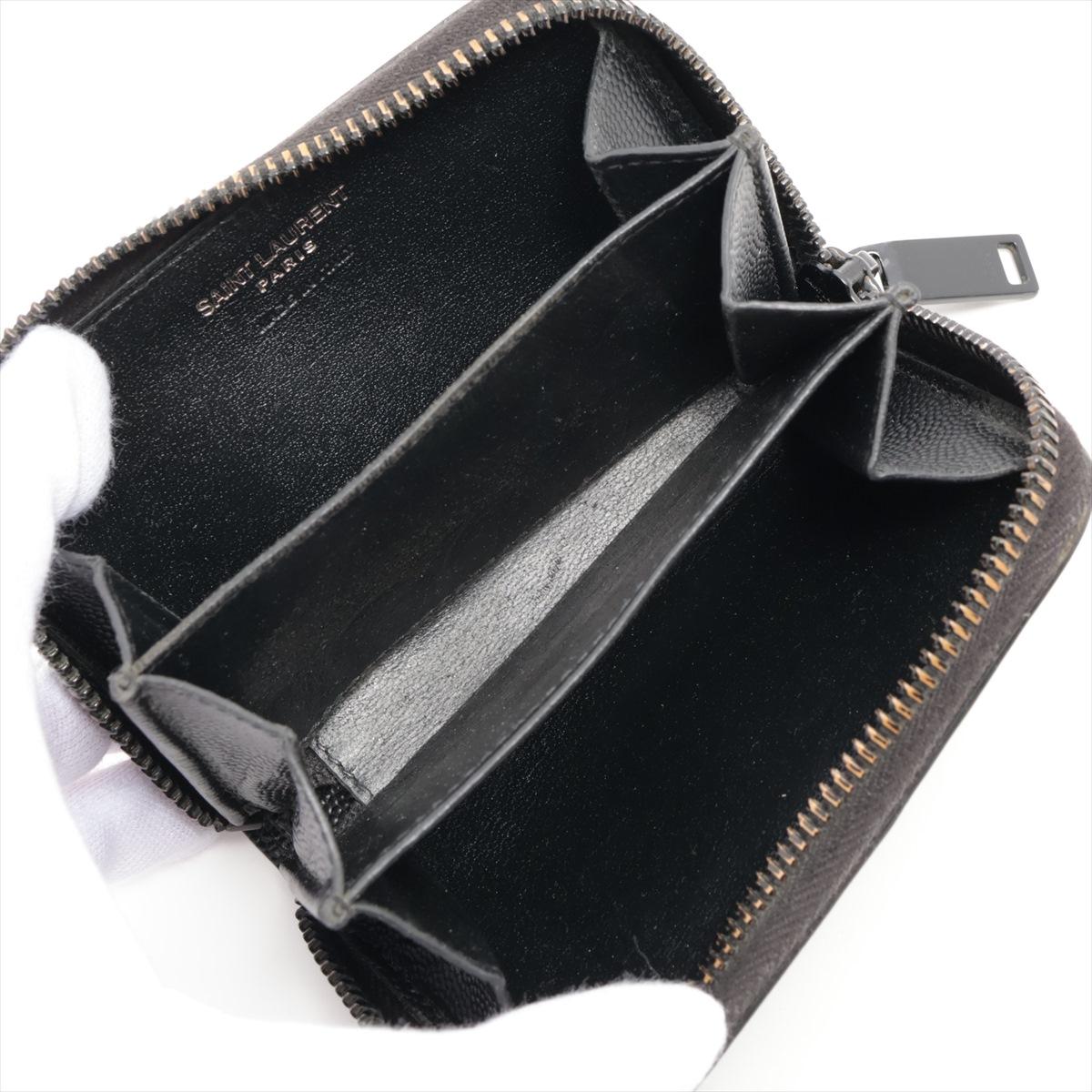 Women's Saint Laurent Paris YSL Leather Coin Case Black