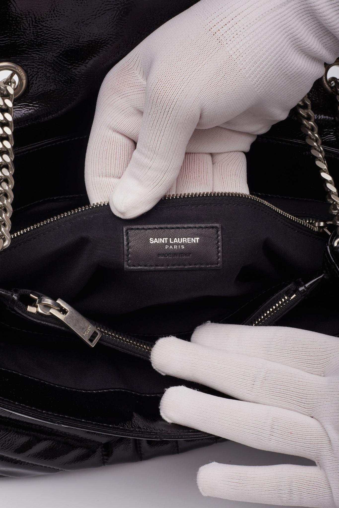 Saint Laurent Patent Black Monogram Loulou Shoulder Bag Medium 7