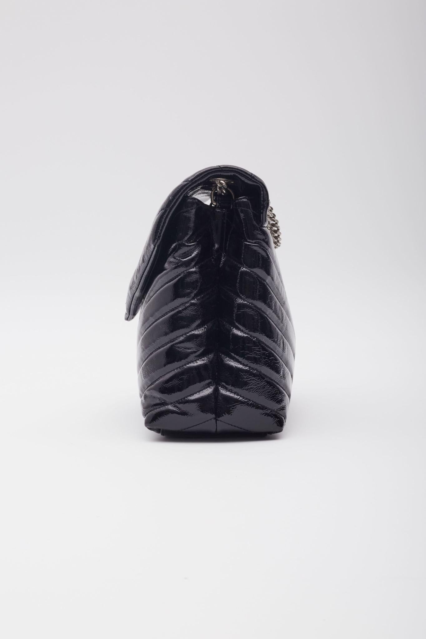 Saint Laurent Patent Black Monogram Loulou Shoulder Bag Medium 3
