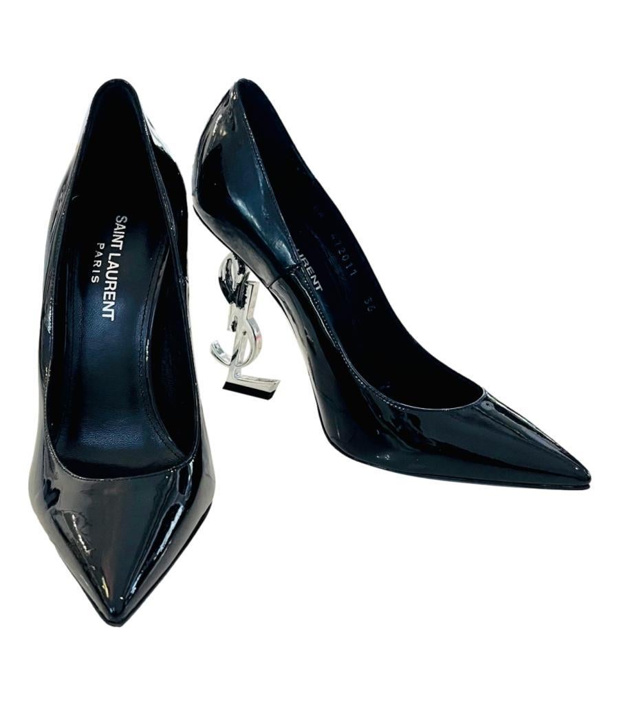 Saint Laurent Patent Leather Logo Opyum Heels In Good Condition For Sale In London, GB