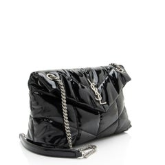 Saint Laurent Patent Leather Monogram Puffer LouLou Small Shoulder Bag