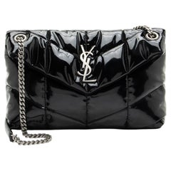 Saint Laurent Patent Leather Monogram Puffer LouLou Small Shoulder Bag
