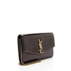 Saint Laurent Patent Leather Monogram Uptown Chain Wallet