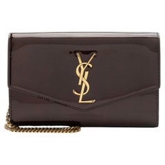 Saint Laurent Patent Leather Monogram Uptown Chain Wallet