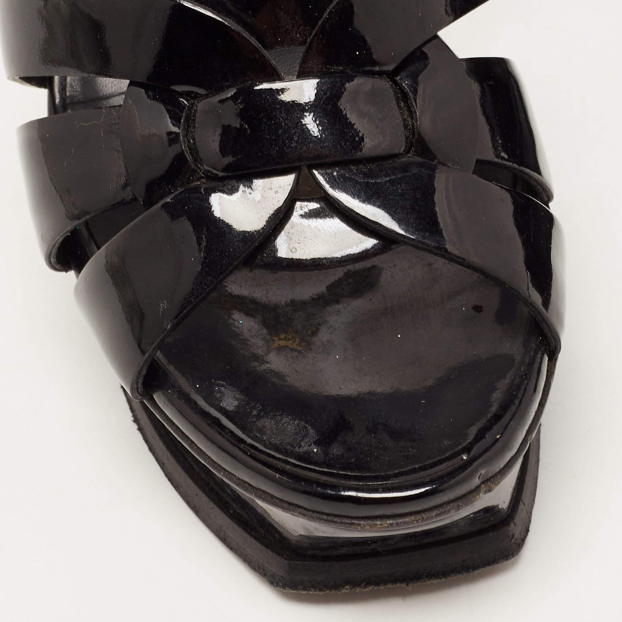 Saint Laurent Patent Patent Tribute Ankle Strap Sandals Size 38.5 1