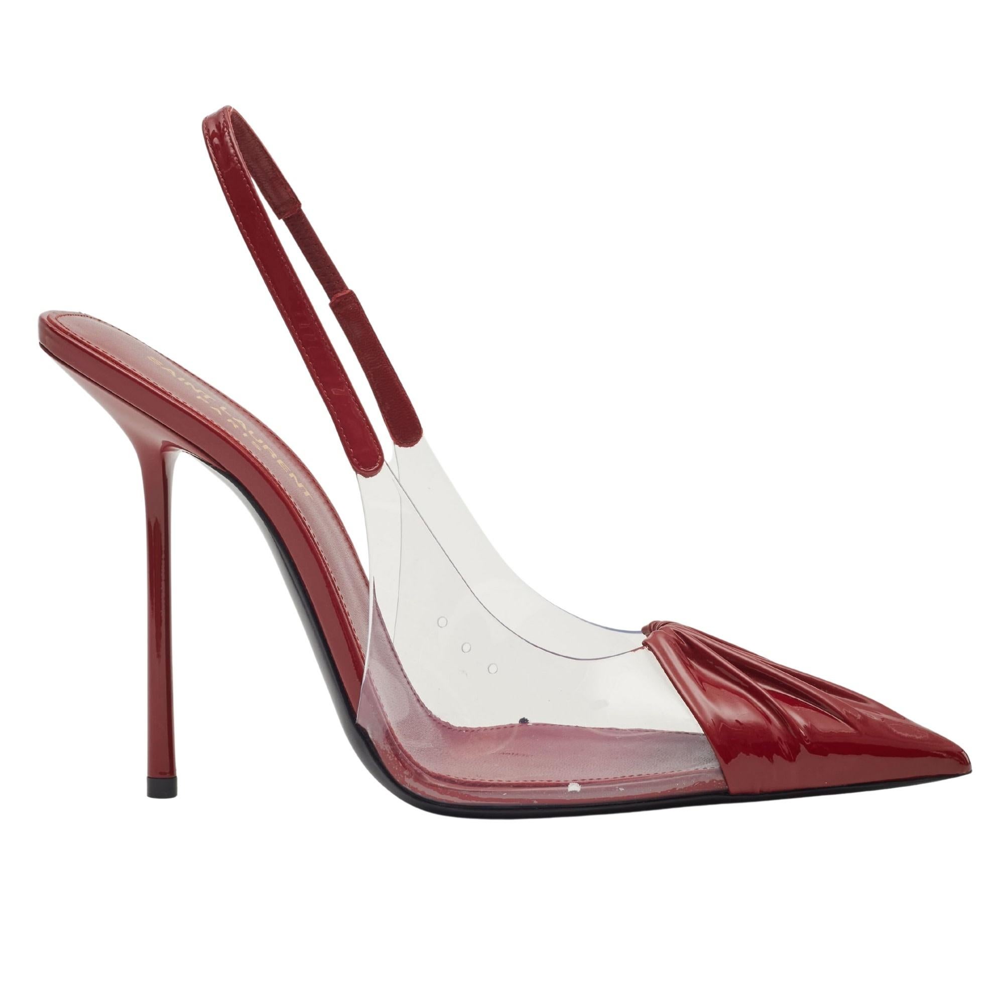 Saint Laurent Patent Red Chica 115 Slingback Heels EU 38 1