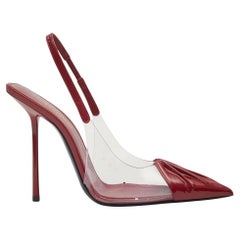 Saint Laurent Patent Red Chica 115 Slingback Heels EU 38