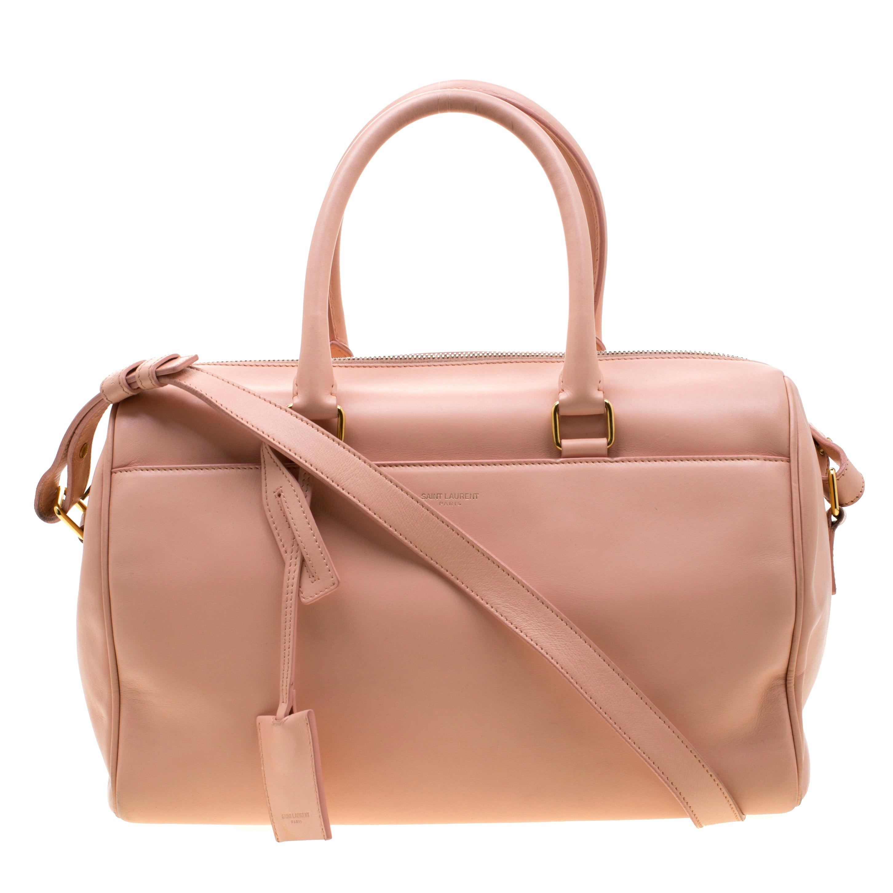 Saint Laurent Peach Leather Classic Duffle 6 Bag For Sale at 1stDibs