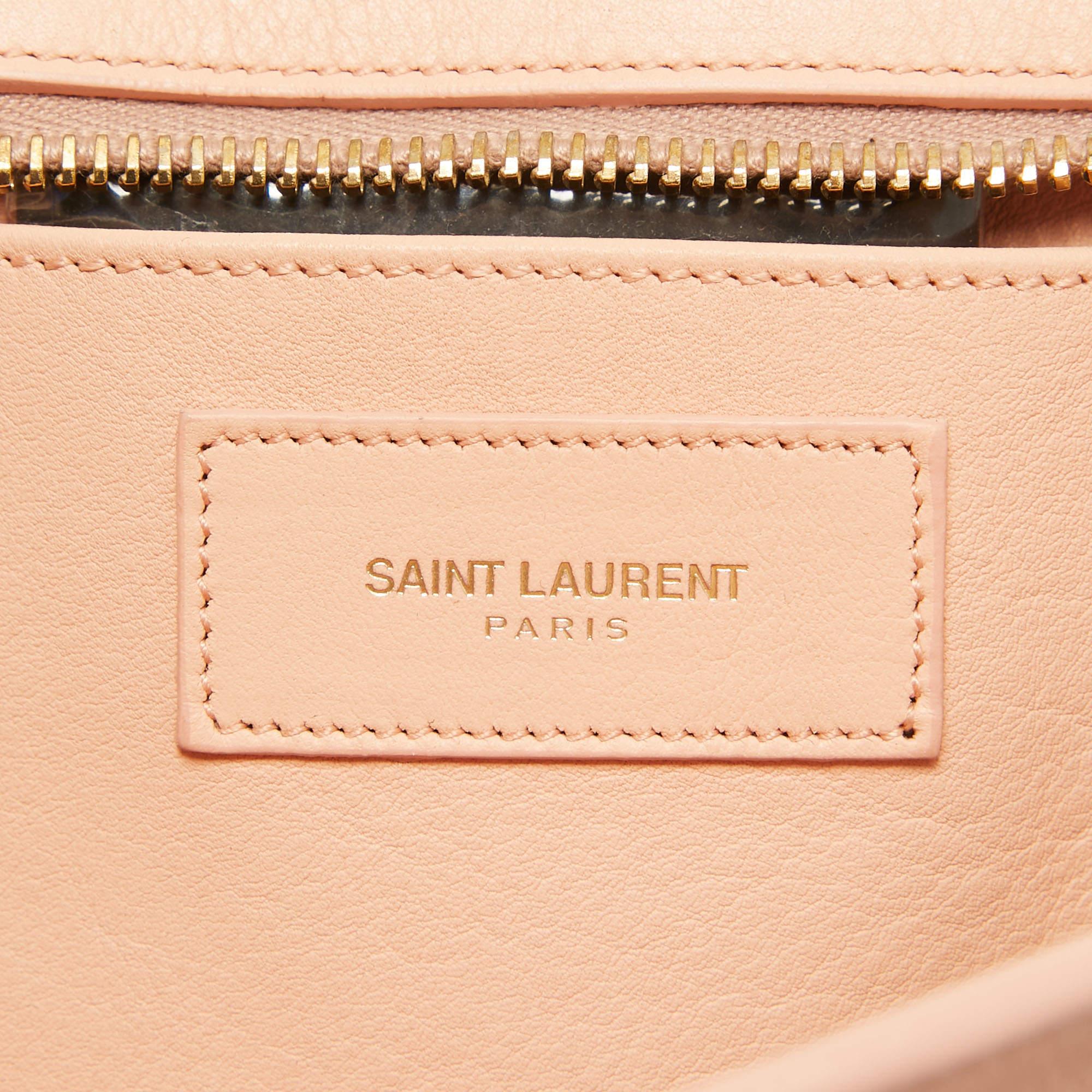 Saint Laurent Peach Leather Small Cabas Y-Ligne Tote 3