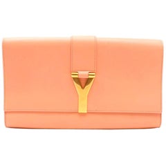 Yves Saint Laurent Olive Green Patent Leather Y-Ligne Clutch at 1stDibs