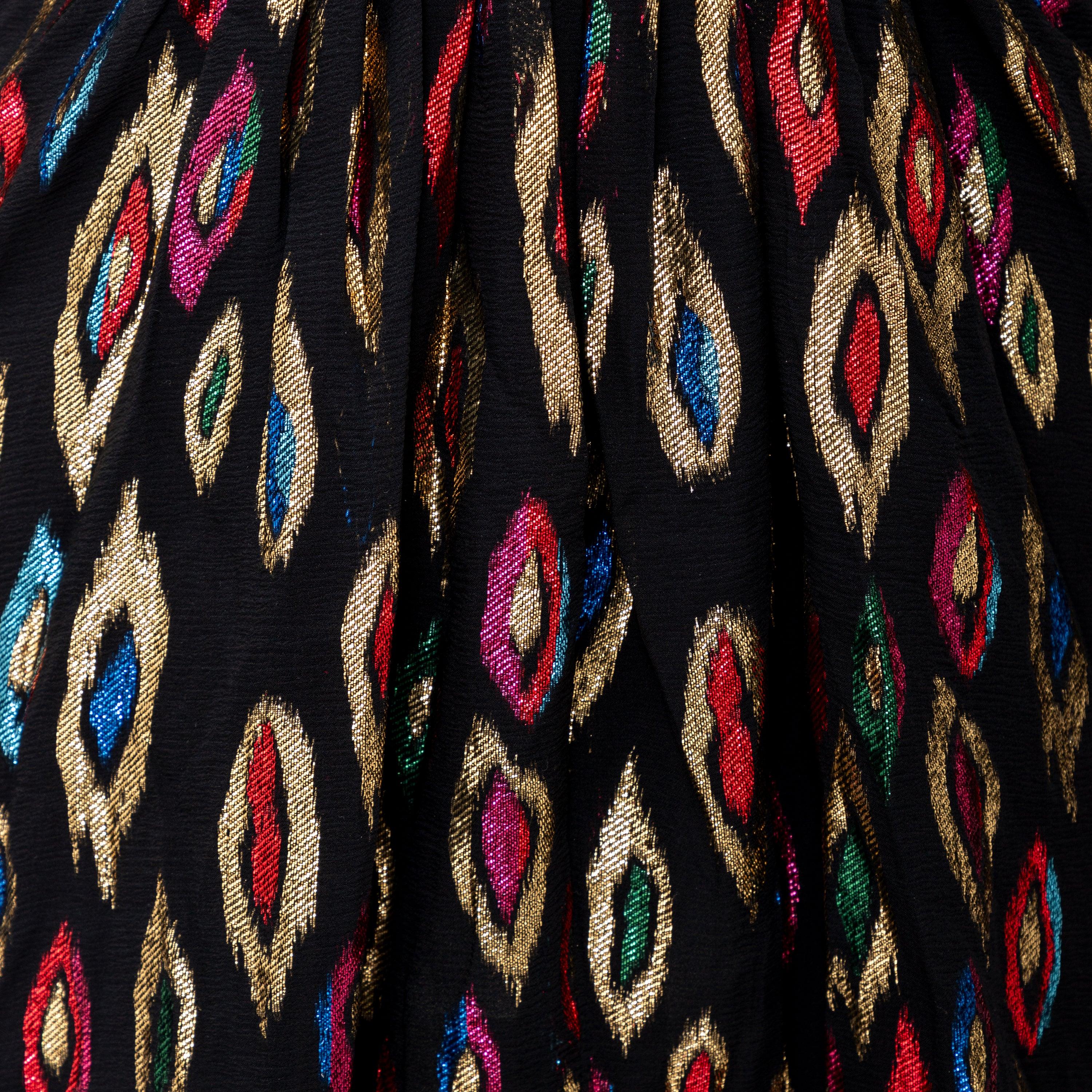 Black Saint Laurent Peacock Jacquard Cocktail Dress - '20s For Sale