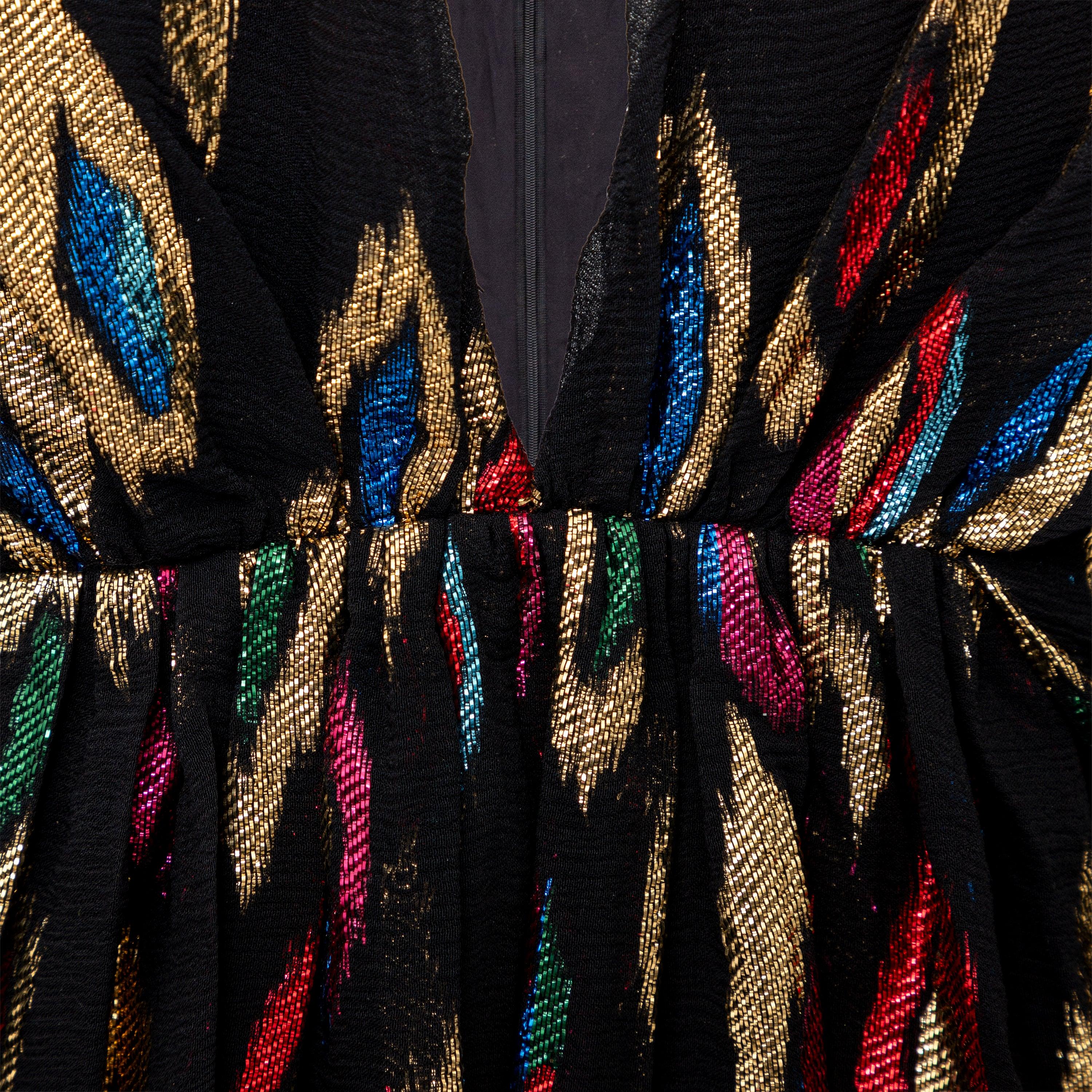Saint Laurent Peacock Jacquard Cocktail Dress - '20s For Sale 1