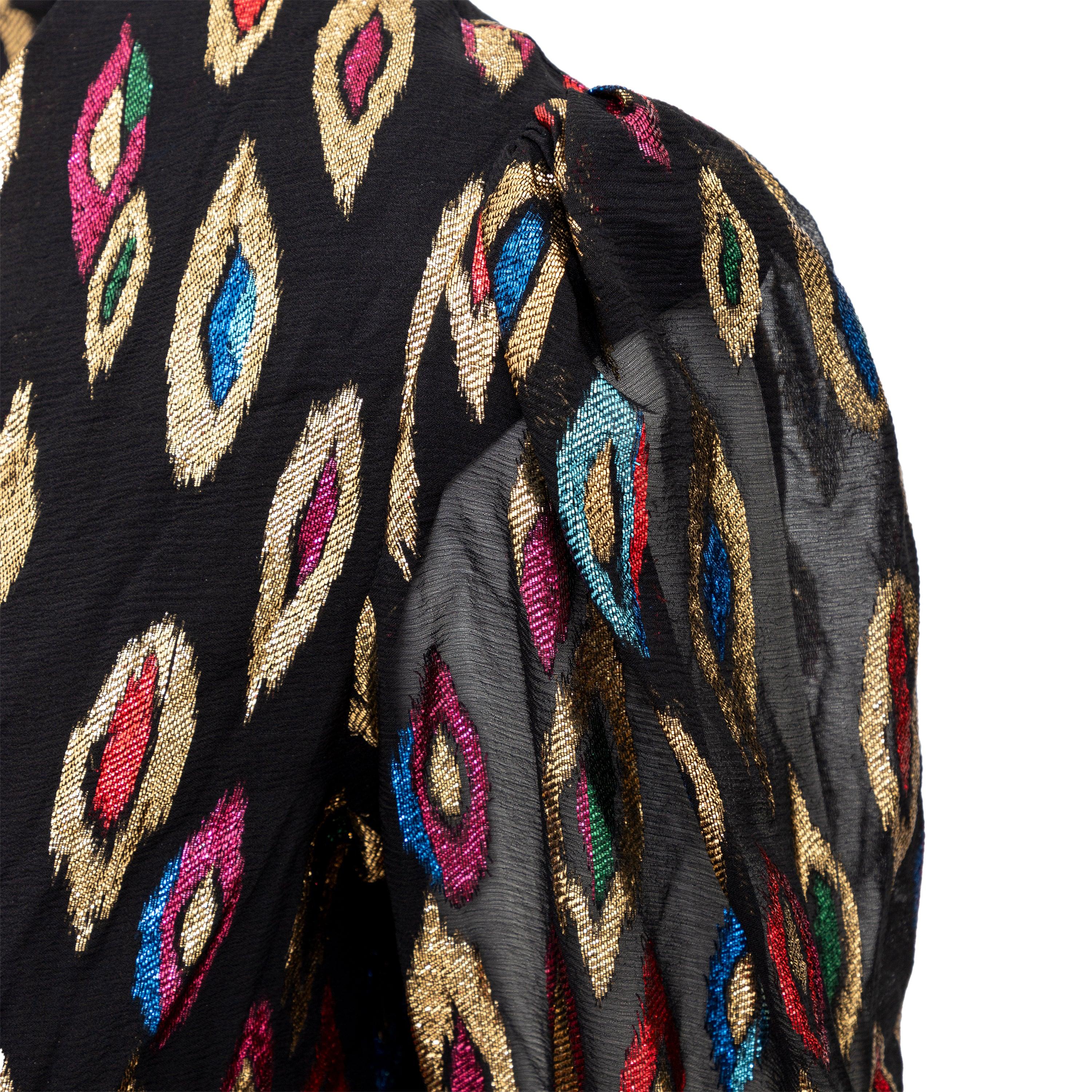 Saint Laurent Peacock Jacquard Cocktail Dress - '20s For Sale 2