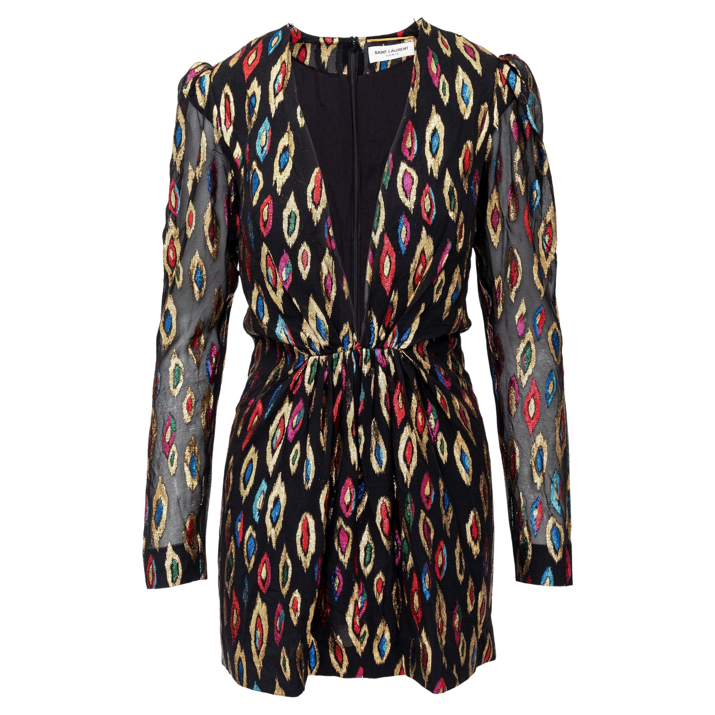 Saint Laurent Peacock Jacquard Cocktail Dress - '20s For Sale