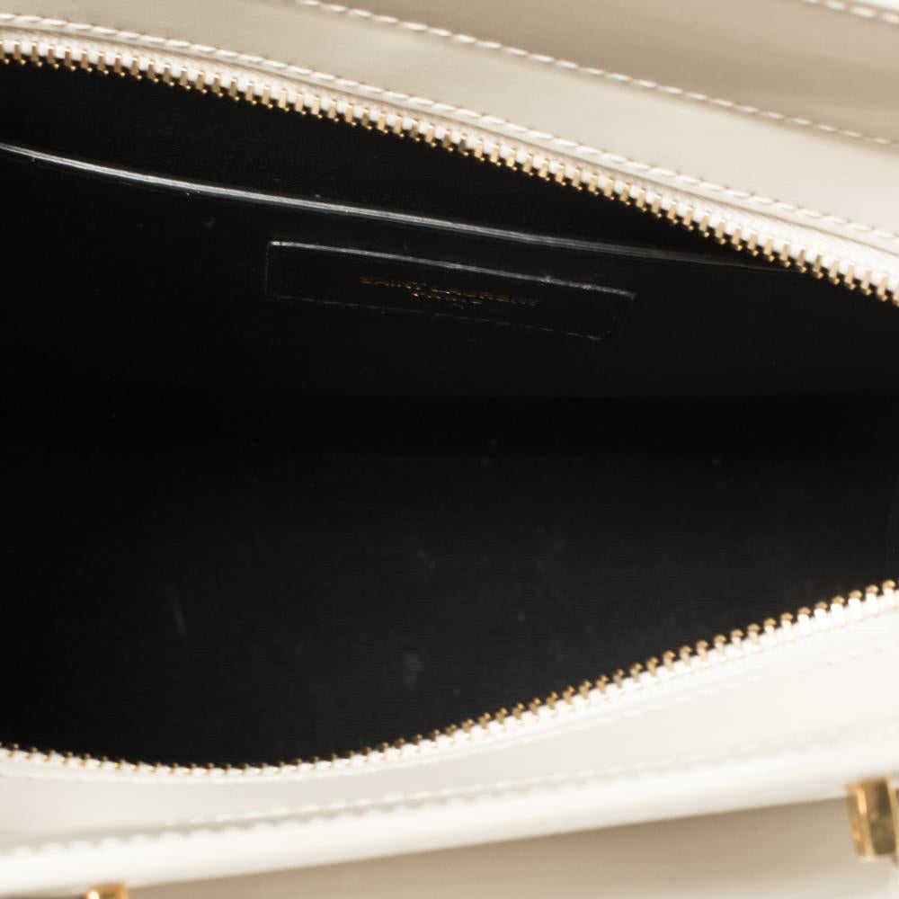 Saint Laurent Pearl White Leather Small Uptown Tote 2