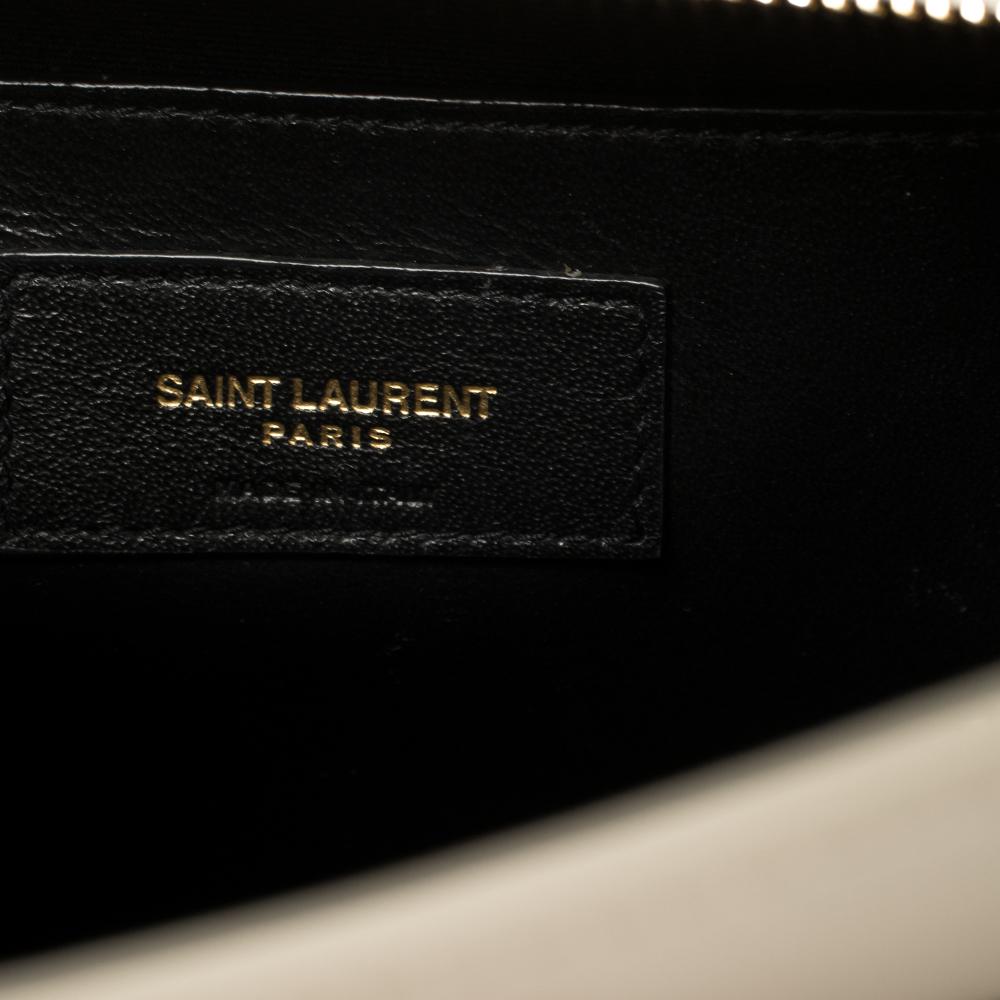 Saint Laurent Pearl White Leather Small Uptown Tote 3