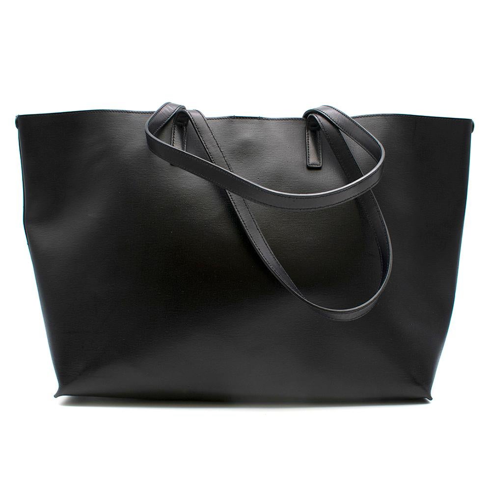 Saint Laurent Perforated Vintage Black Leather Shopping Bag at 1stDibs