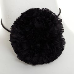 SAINT LAURENT Petite Fleur Carnation black silk frayed petal choker necklace