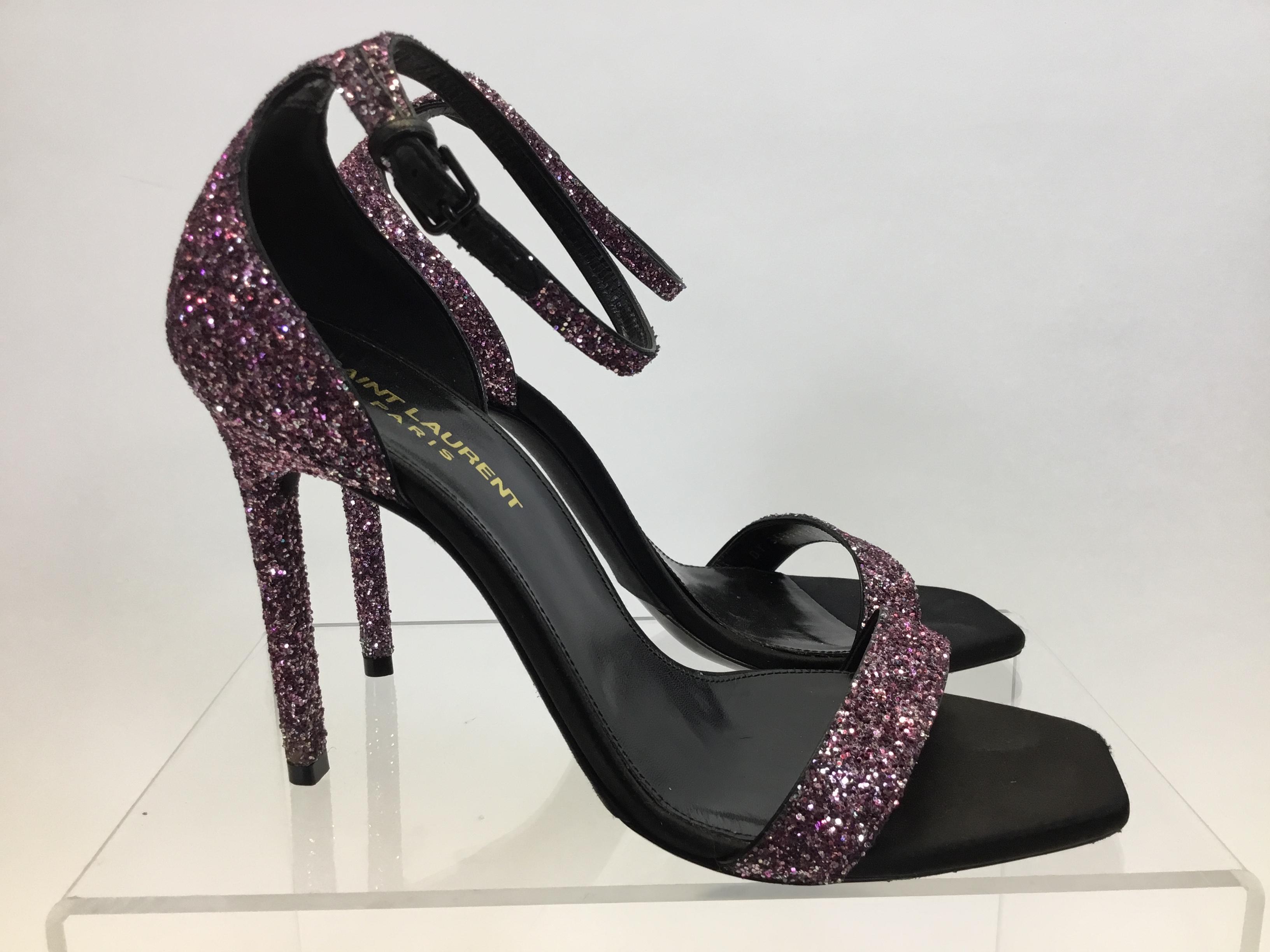 Women's Saint Laurent Pink and Purple Beaded Heel For Sale