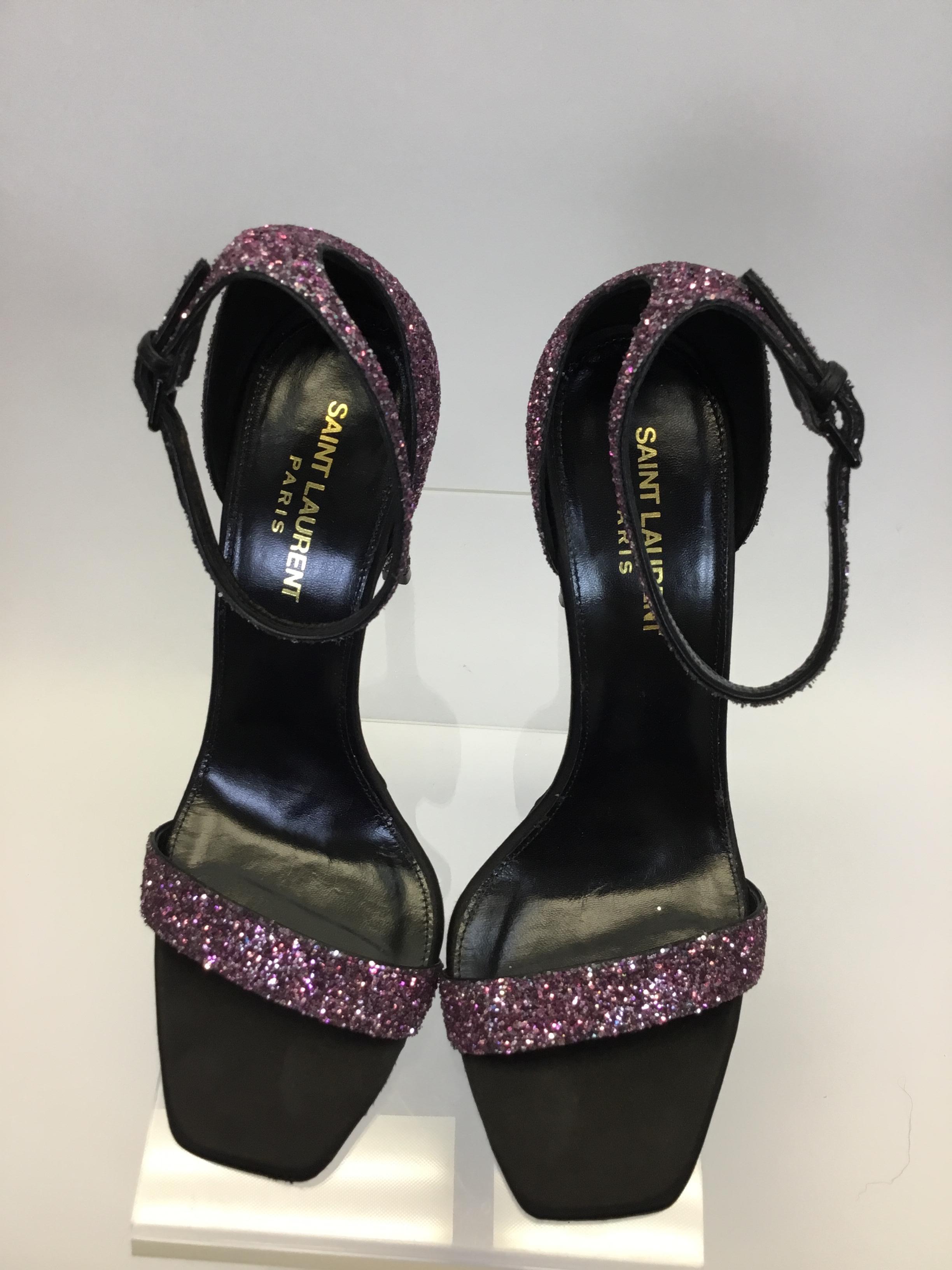 Saint Laurent Pink and Purple Beaded Heel For Sale 1