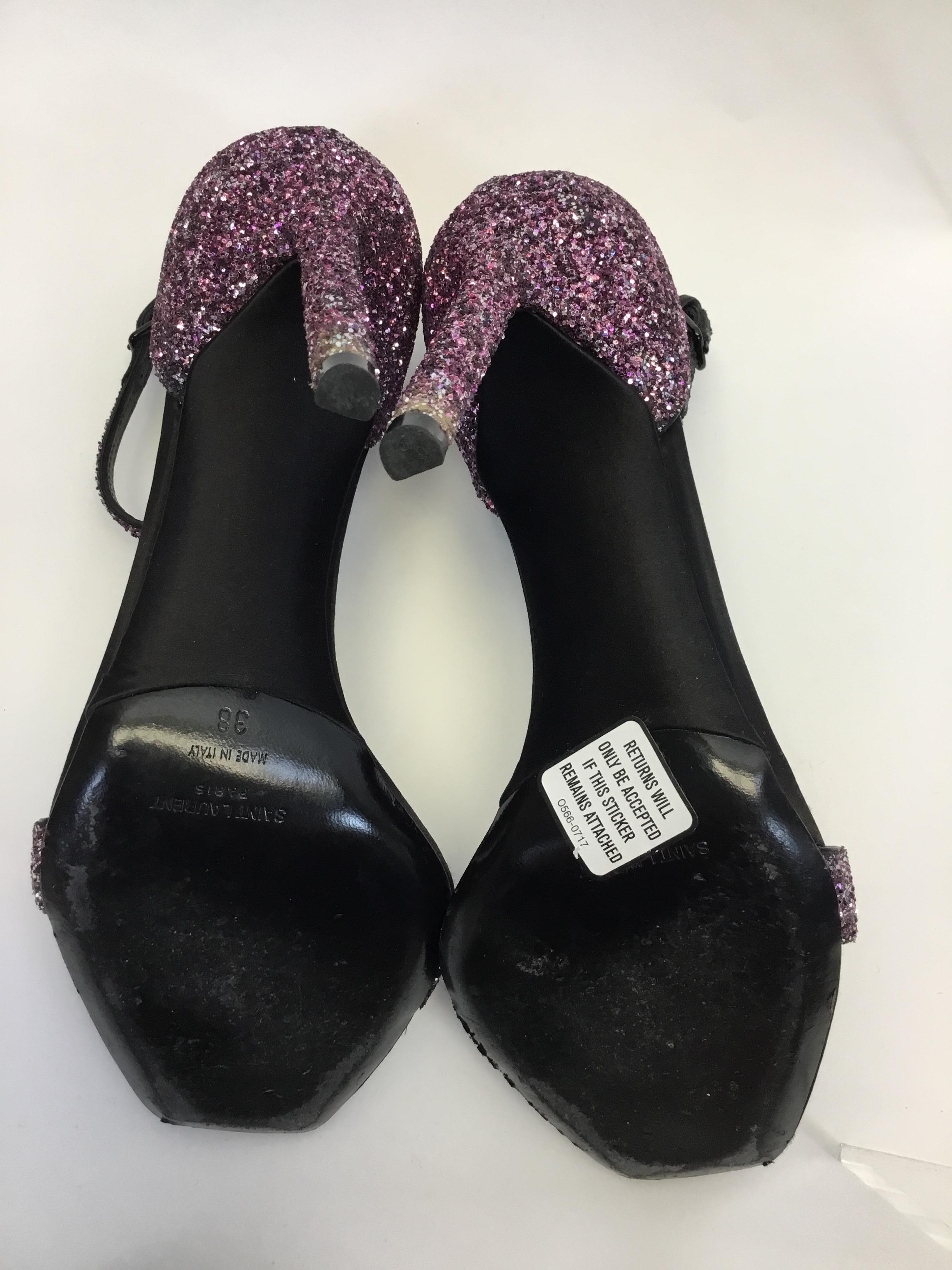 Saint Laurent Pink and Purple Beaded Heel For Sale 3