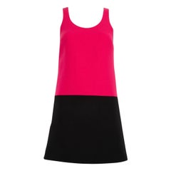 Saint Laurent Pink 
Black Wool Shift Dress Size S