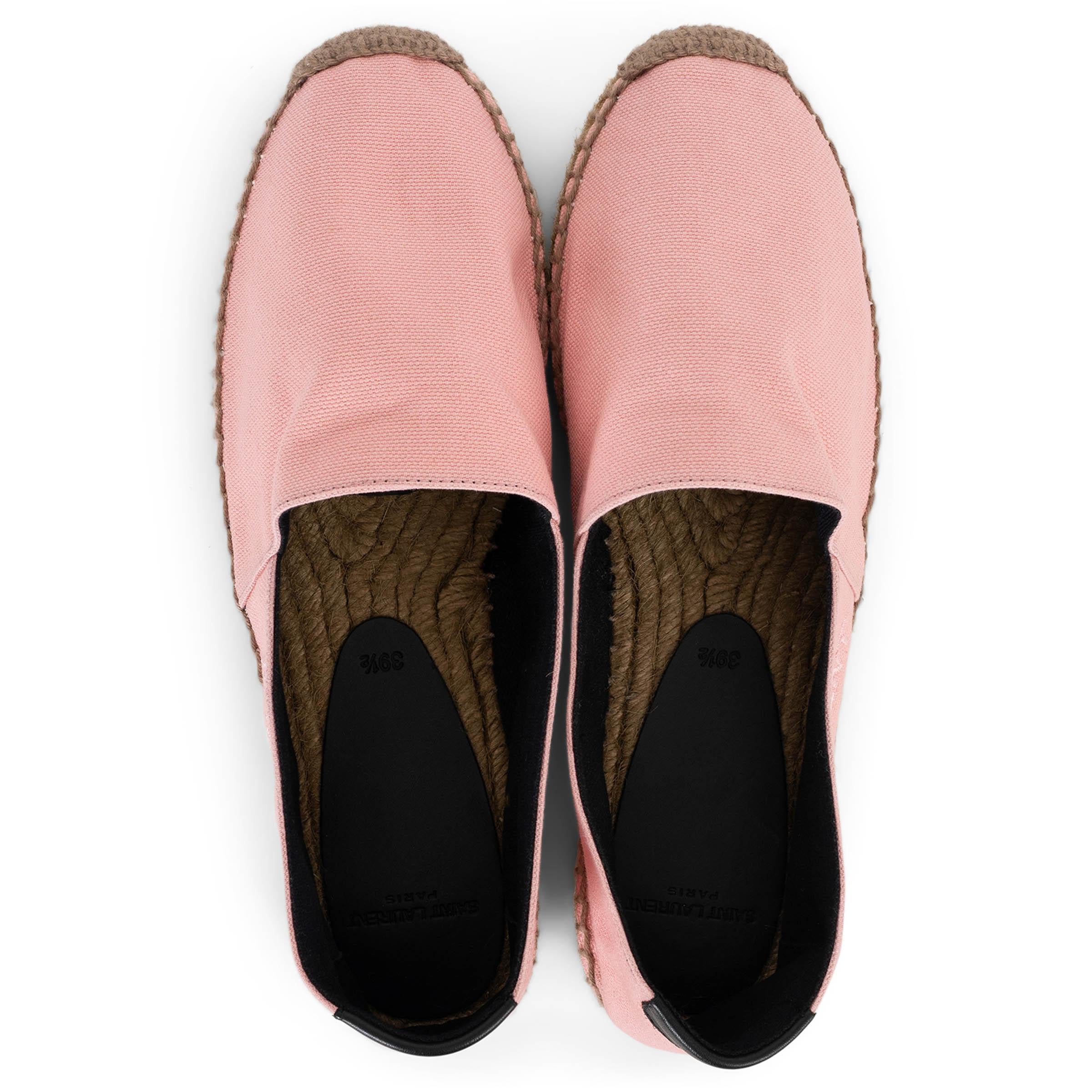 De las mujeres SAINT LAURENT Lienzo rosa ESPADRILLAS SIGNATURE Zapatos planos 39.5 en venta
