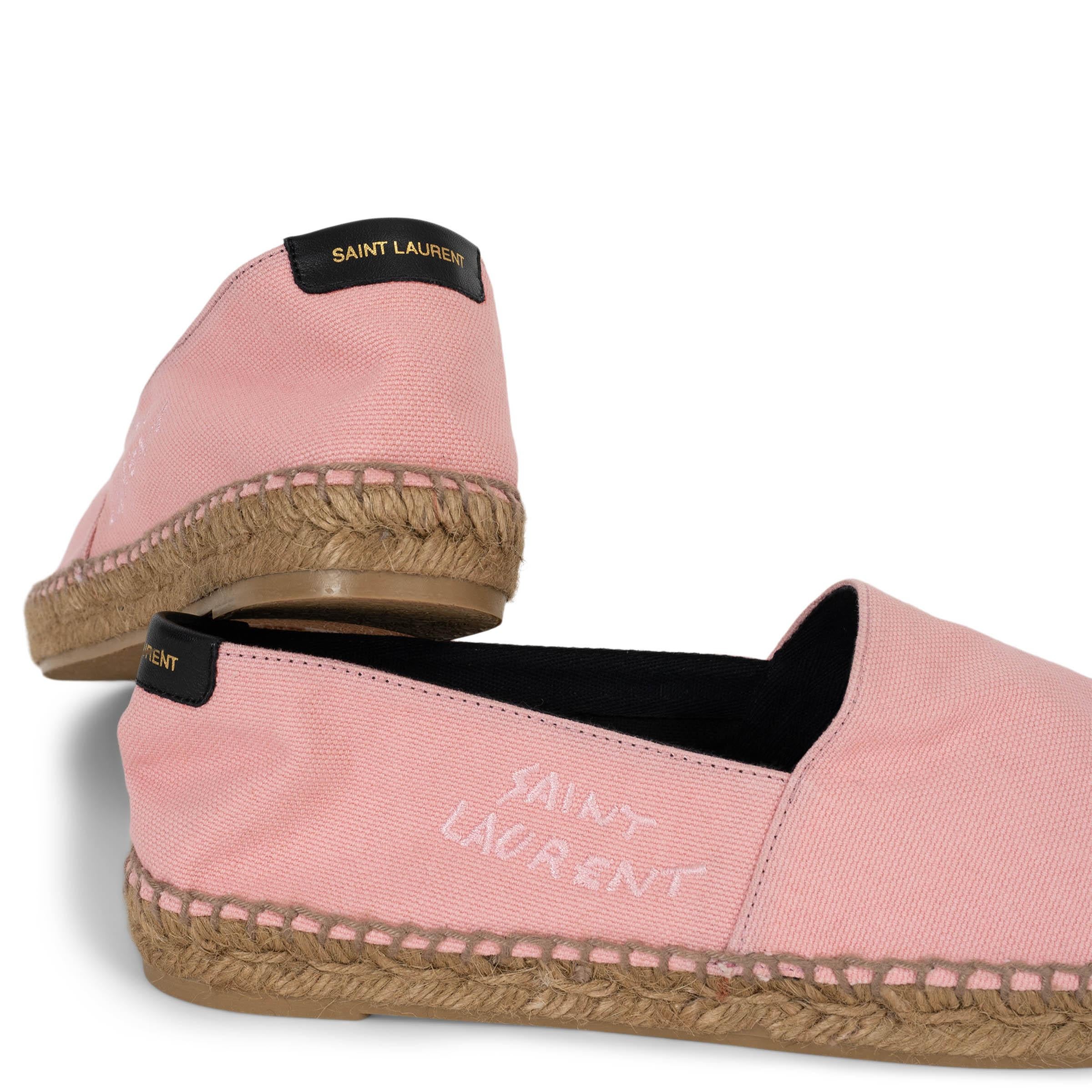 SAINT LAURENT Lienzo rosa ESPADRILLAS SIGNATURE Zapatos planos 39.5 en venta 1