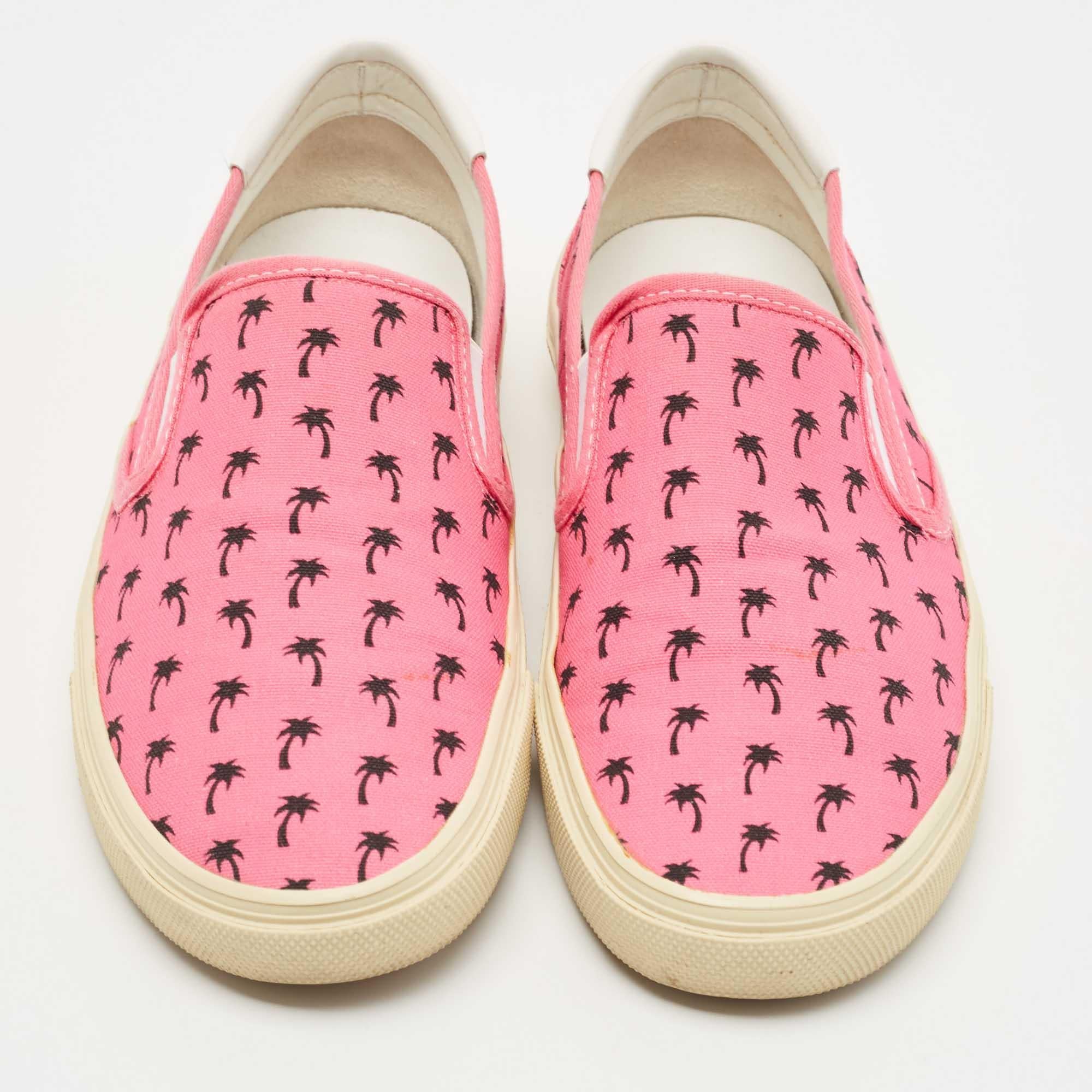 Saint Laurent Rosa Canvas Slip On Turnschuhe Größe 41 (Beige) im Angebot