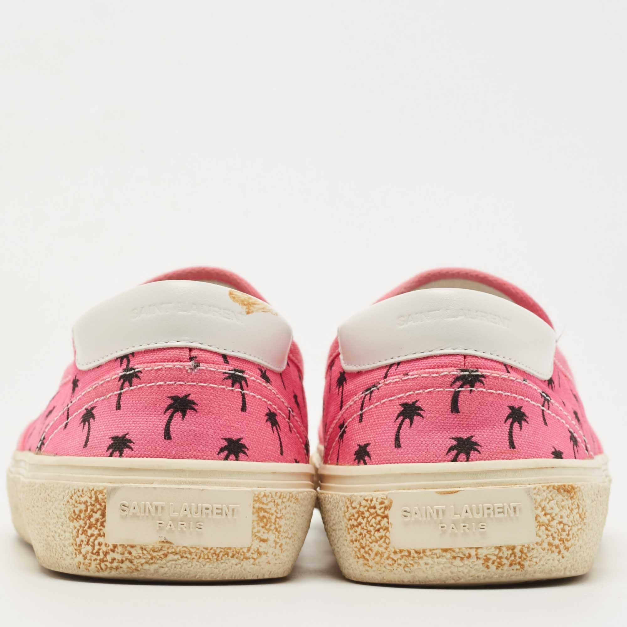 Saint Laurent Rosa Canvas Slip On Turnschuhe Größe 41 Damen im Angebot