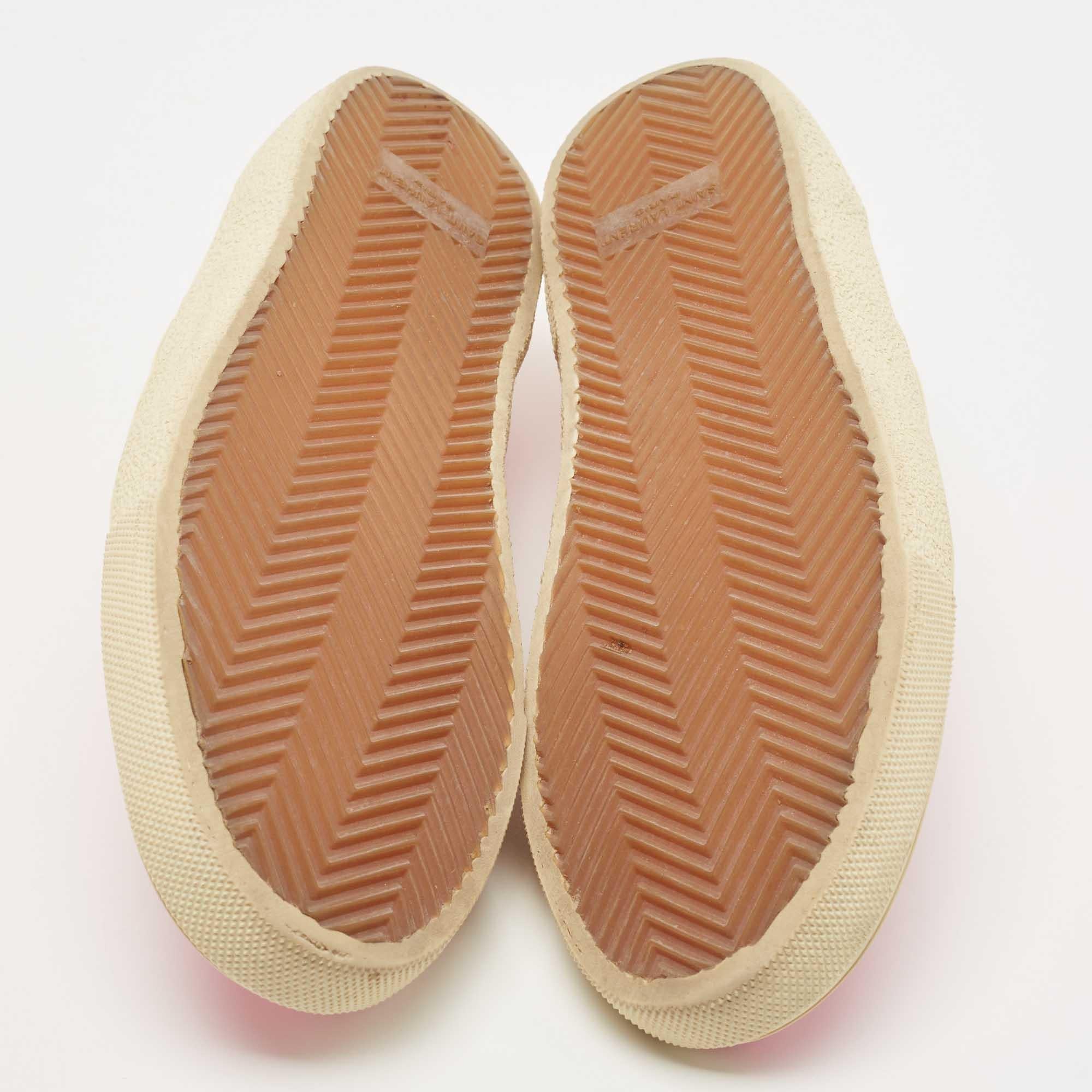 Saint Laurent Rosa Canvas Slip On Turnschuhe Größe 41 im Angebot 1