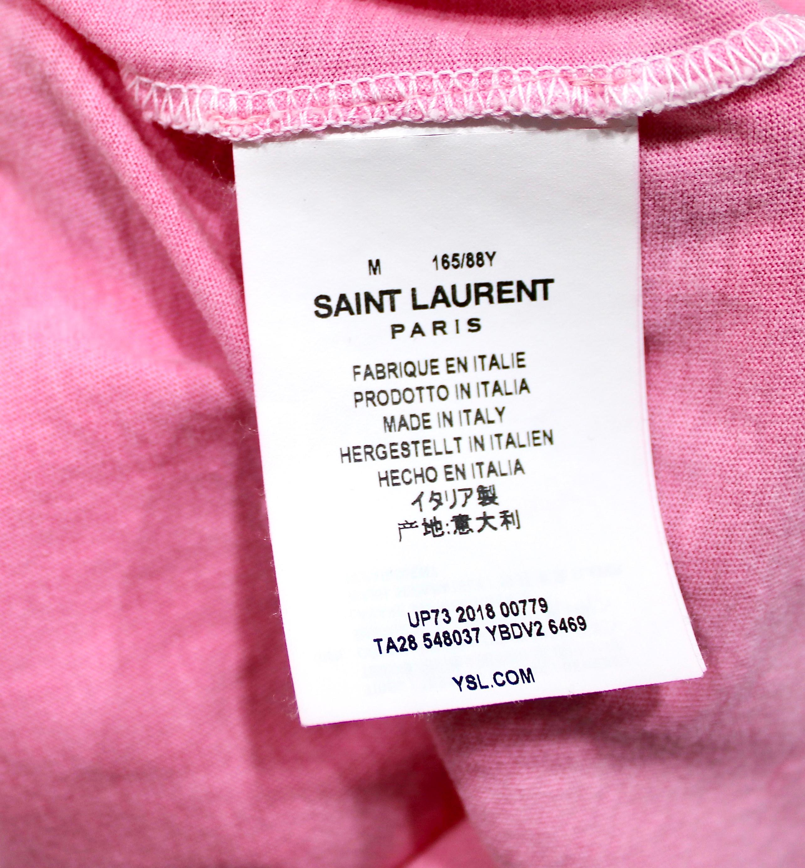 Maglietta Saint Laurent in cotone rosa in vendita 4