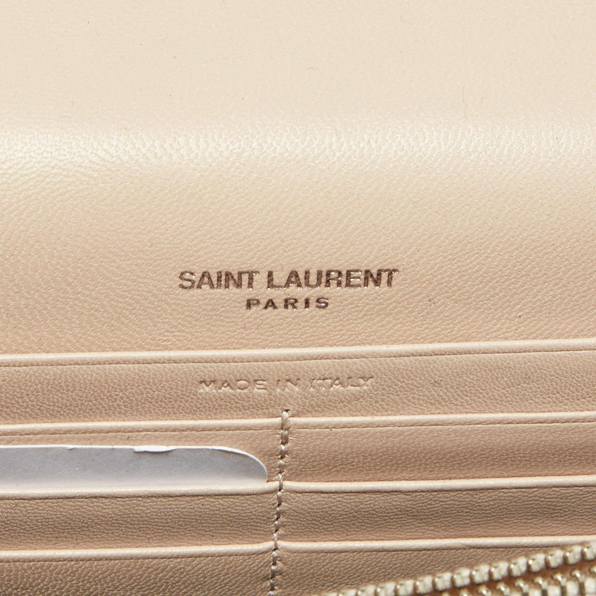 Saint Laurent Pink Croc Embossed Leather Kate Tassel Chain Wallet 5
