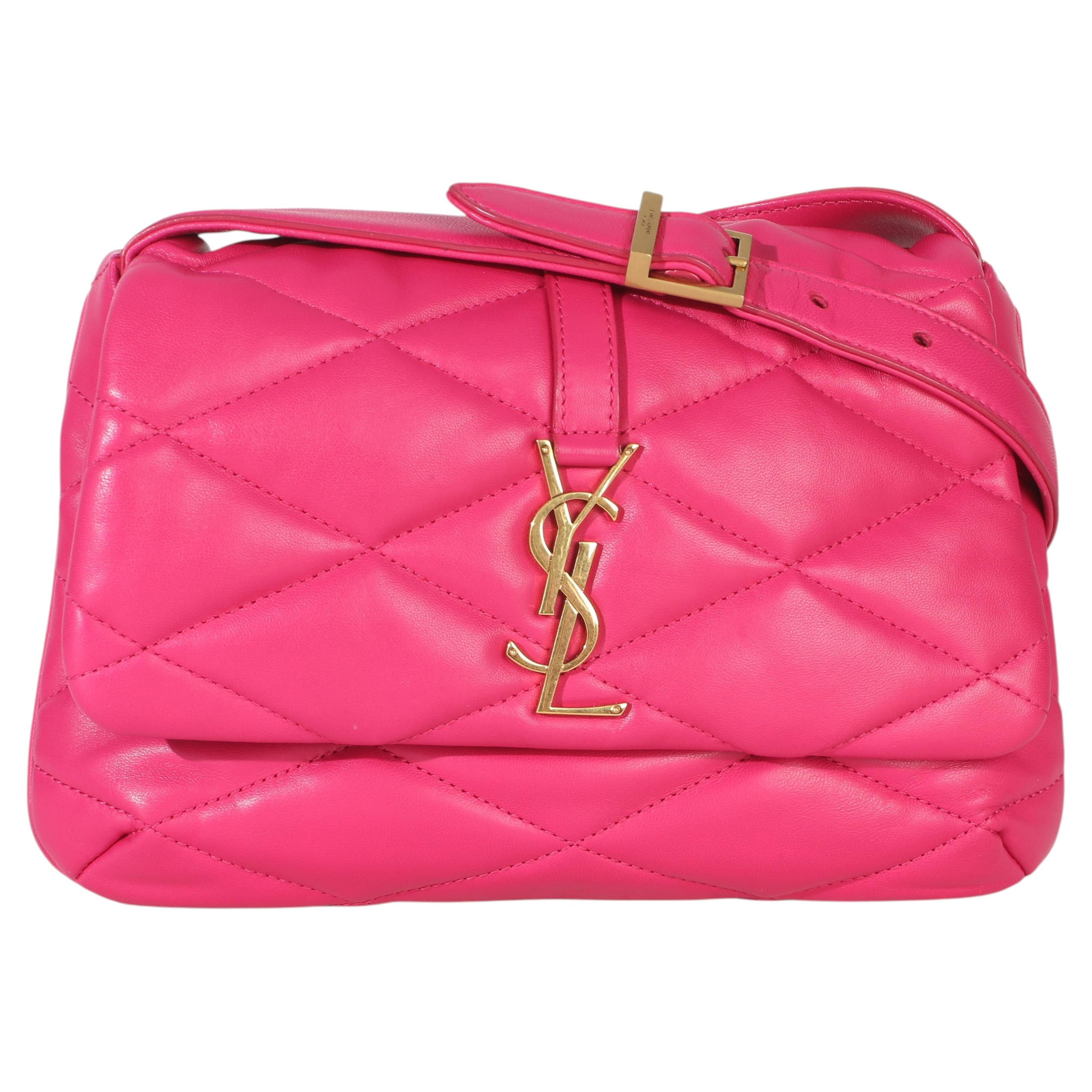 Saint Laurent Pink Diamond Diamond Sac à bandoulière en cuir d'agneau matelassé Le 5 a 7 en vente
