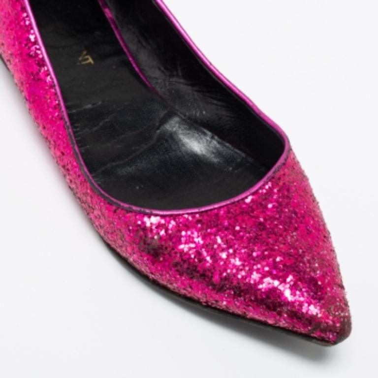 De las mujeres Saint Laurent Bailarinas de purpurina rosa Talla 36.5 en venta