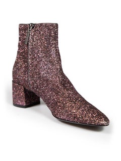 Saint Laurent Pink Glitter Loulou 50 Ankle Boots Size IT 36.5