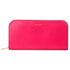Saint Laurent Pink Grain De Poudre Zip Around Wallet