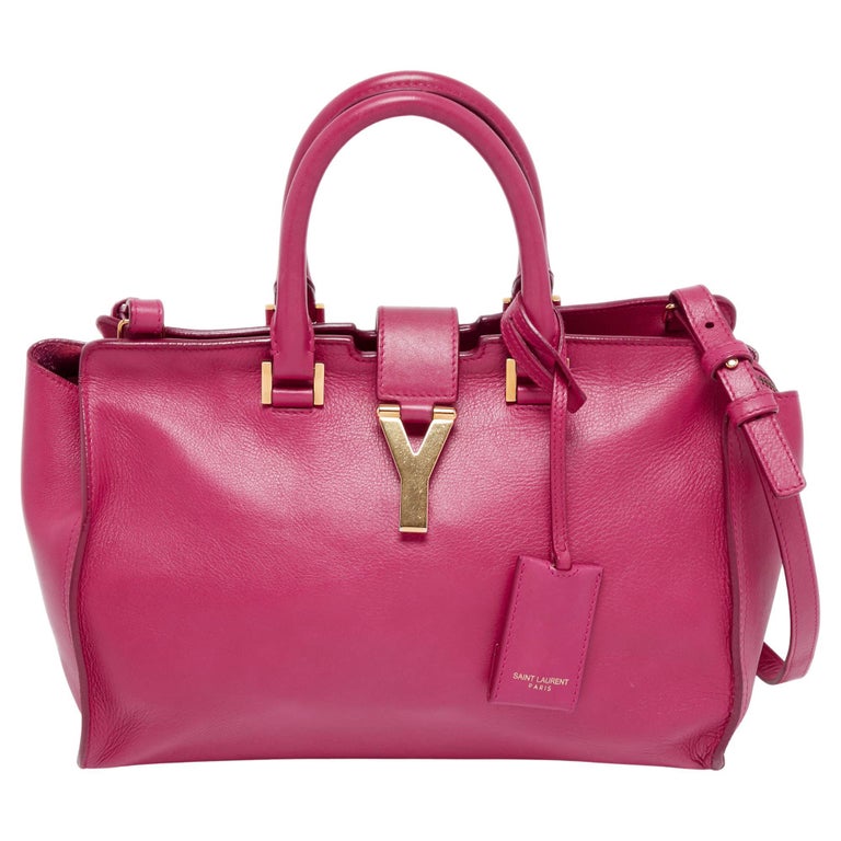 Saint Laurent Pink Grained Leather Small Cabas Chyc Tote For Sale at 1stDibs