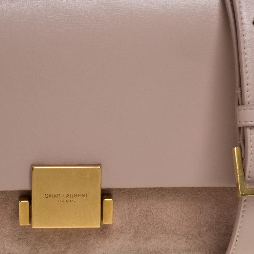 Saint Laurent Pink Leather and Suede Medium Bellechasse Shoulder Bag 5