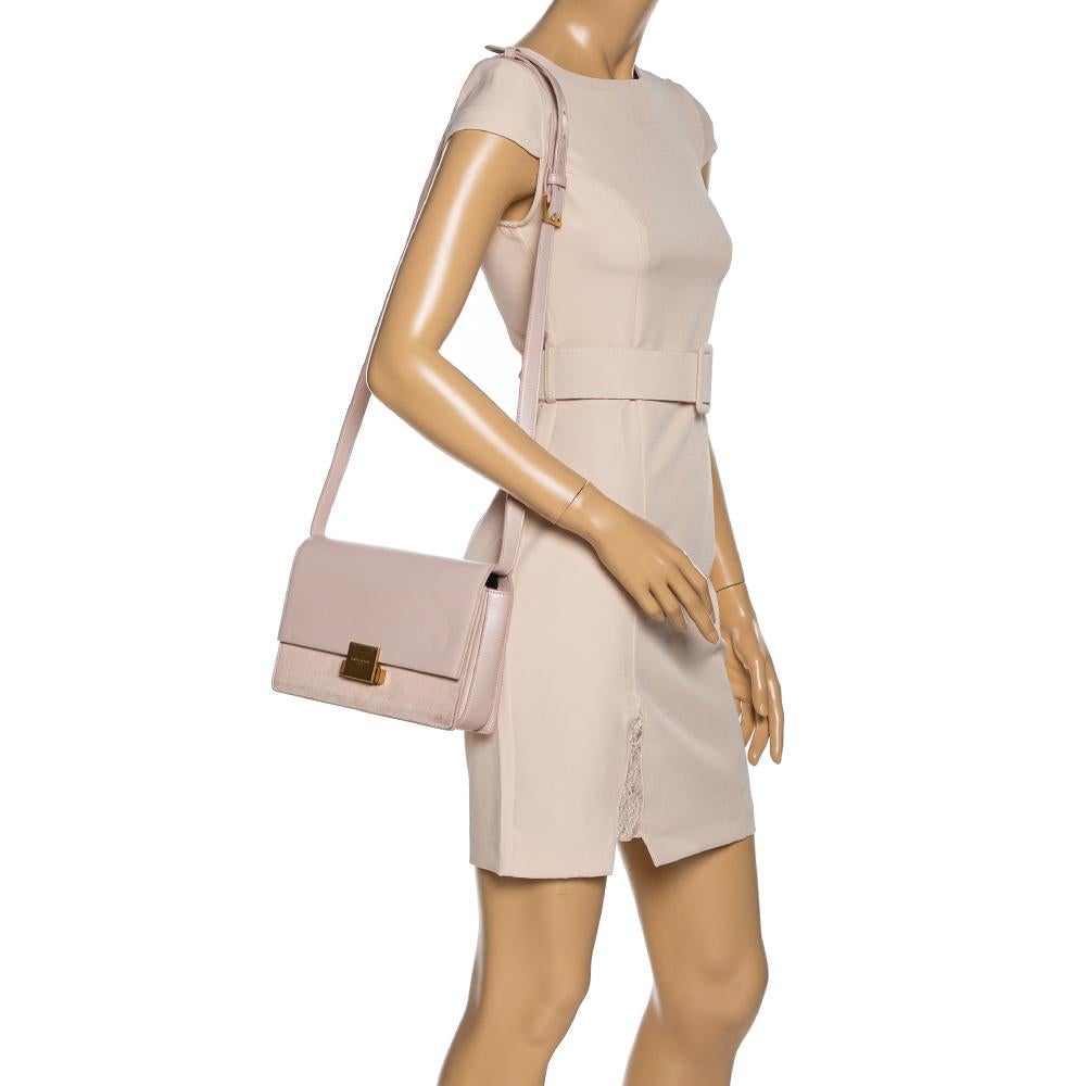 Saint Laurent Rosa Leder und Wildleder Medium Bellechasse Umhängetasche (Braun)