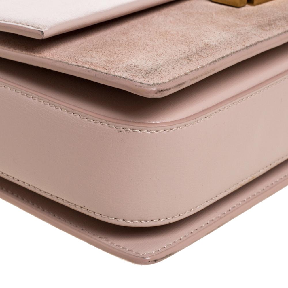Saint Laurent Pink Leather and Suede Medium Bellechasse Shoulder Bag 4