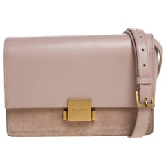 Saint Laurent Pink Leather and Suede Medium Bellechasse Shoulder Bag