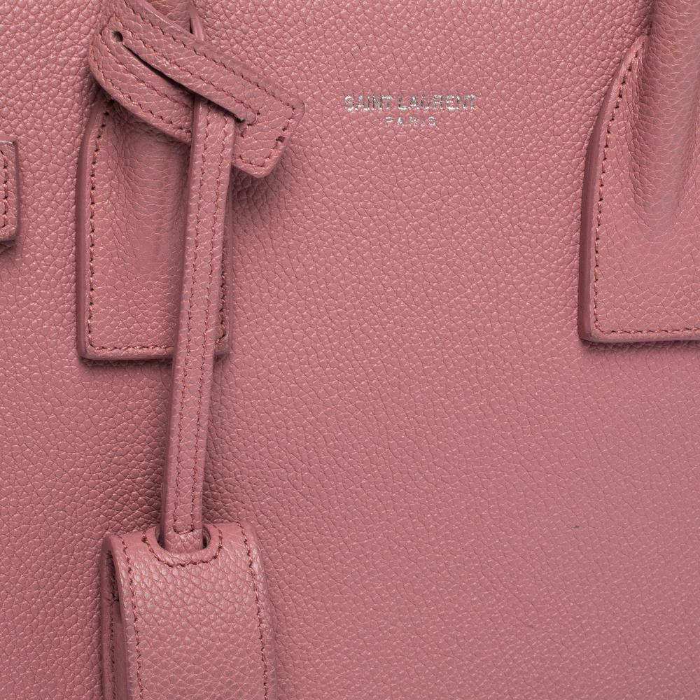 Women's Saint Laurent Pink Leather Baby Classic Sac De Jour Tote