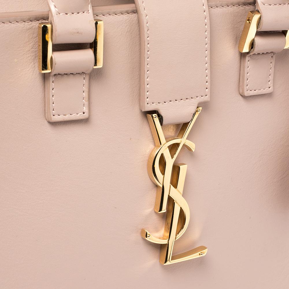 Saint Laurent Rosa Leder Baby Monogramm Cabas Tote 5