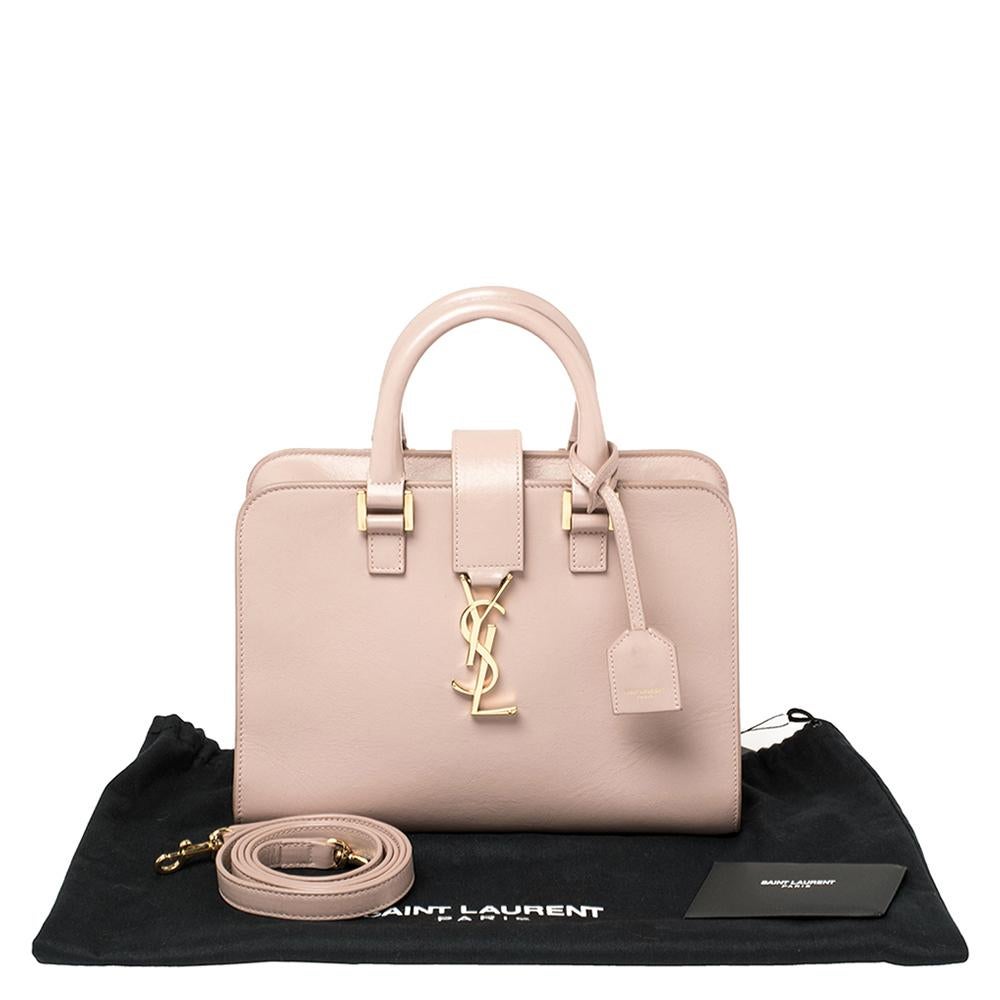 Saint Laurent Rosa Leder Baby Monogramm Cabas Tote 8