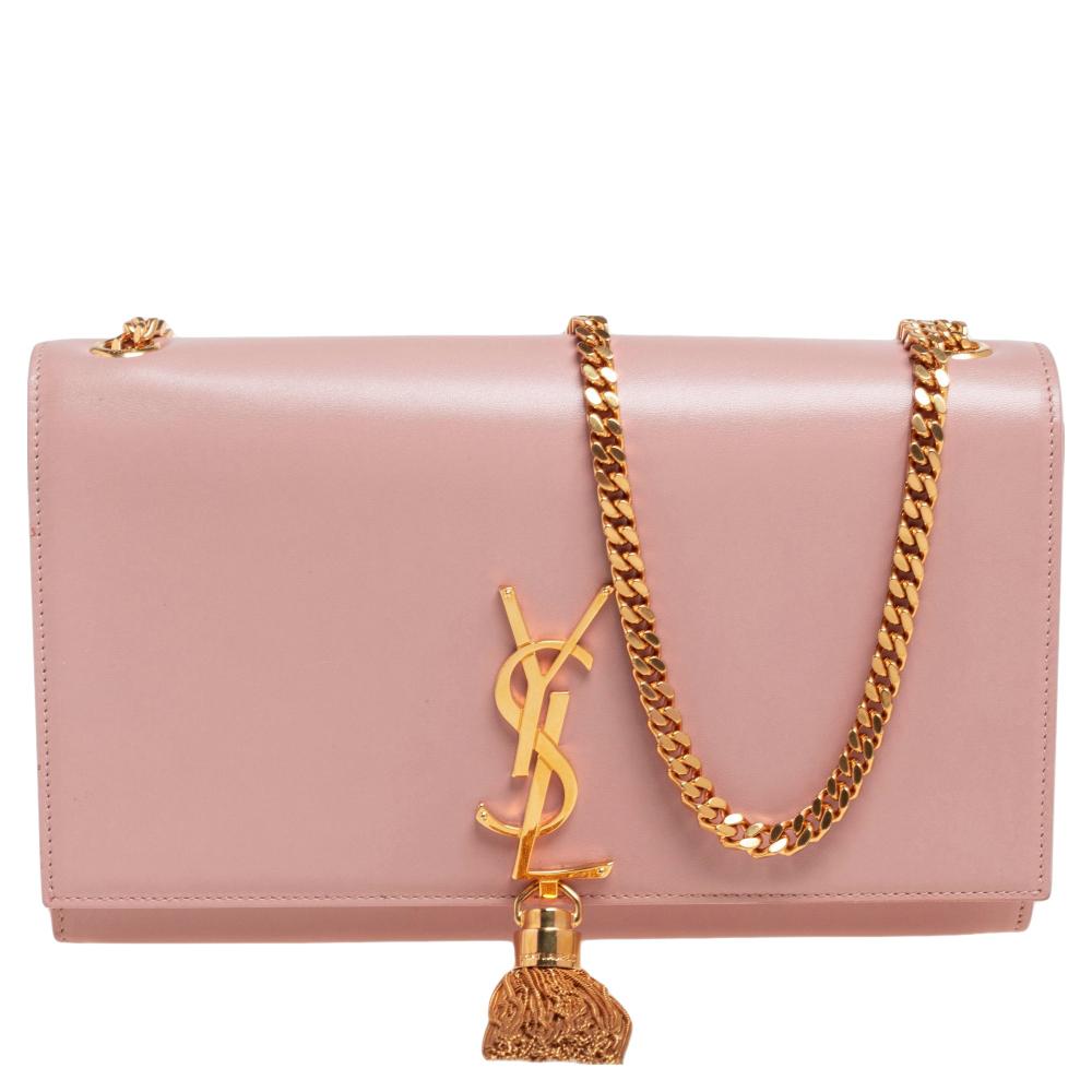 Saint Laurent Pink Leather Medium Kate Tassel Shoulder Bag 4