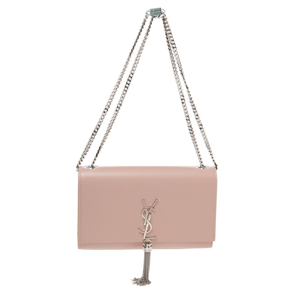 Saint Laurent Pink Leather Medium Kate Tassel Shoulder Bag